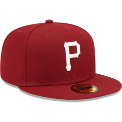 Pittsburgh Pirates New Era White Logo 59FIFTY Fitted Hat - Cardinal - New Era Discount