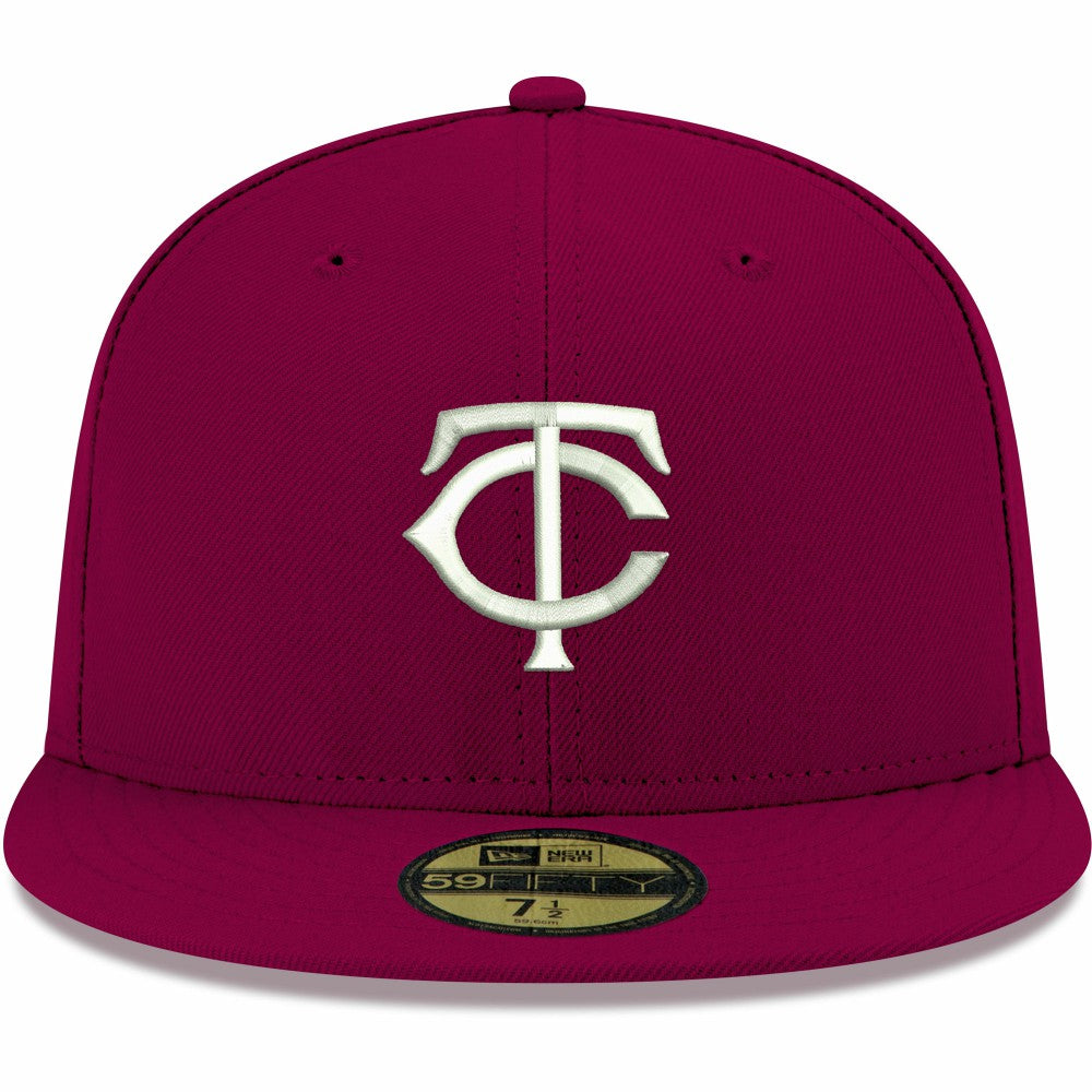 Minnesota Twins New Era White Logo 59FIFTY Fitted Hat - Cardinal - New Era Lifestyle