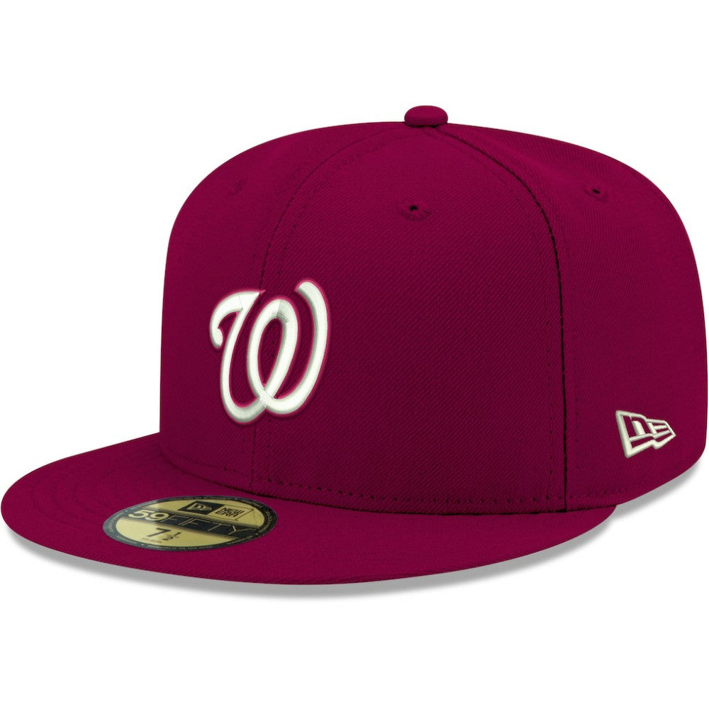 Washington Nationals New Era White Logo 59FIFTY Fitted Hat - Cardinal - New Era Online