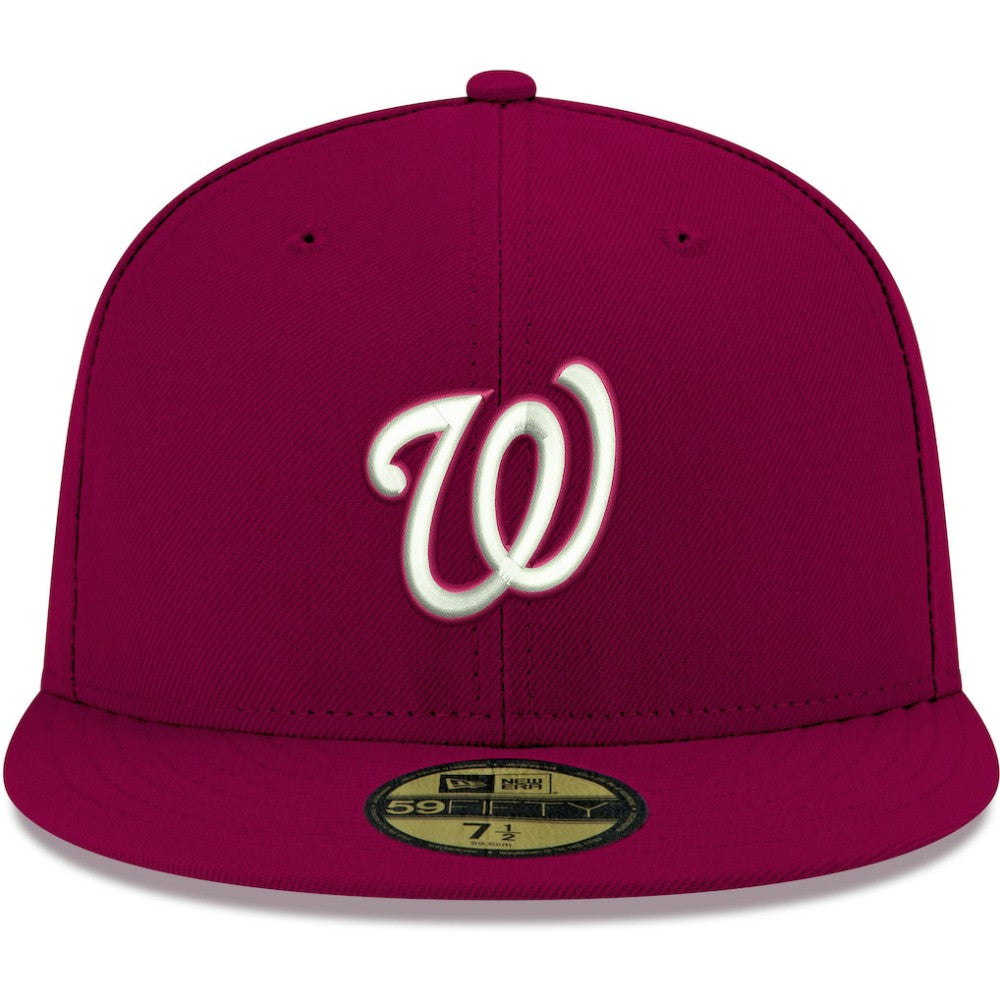 Washington Nationals New Era White Logo 59FIFTY Fitted Hat - Cardinal - New Era Online