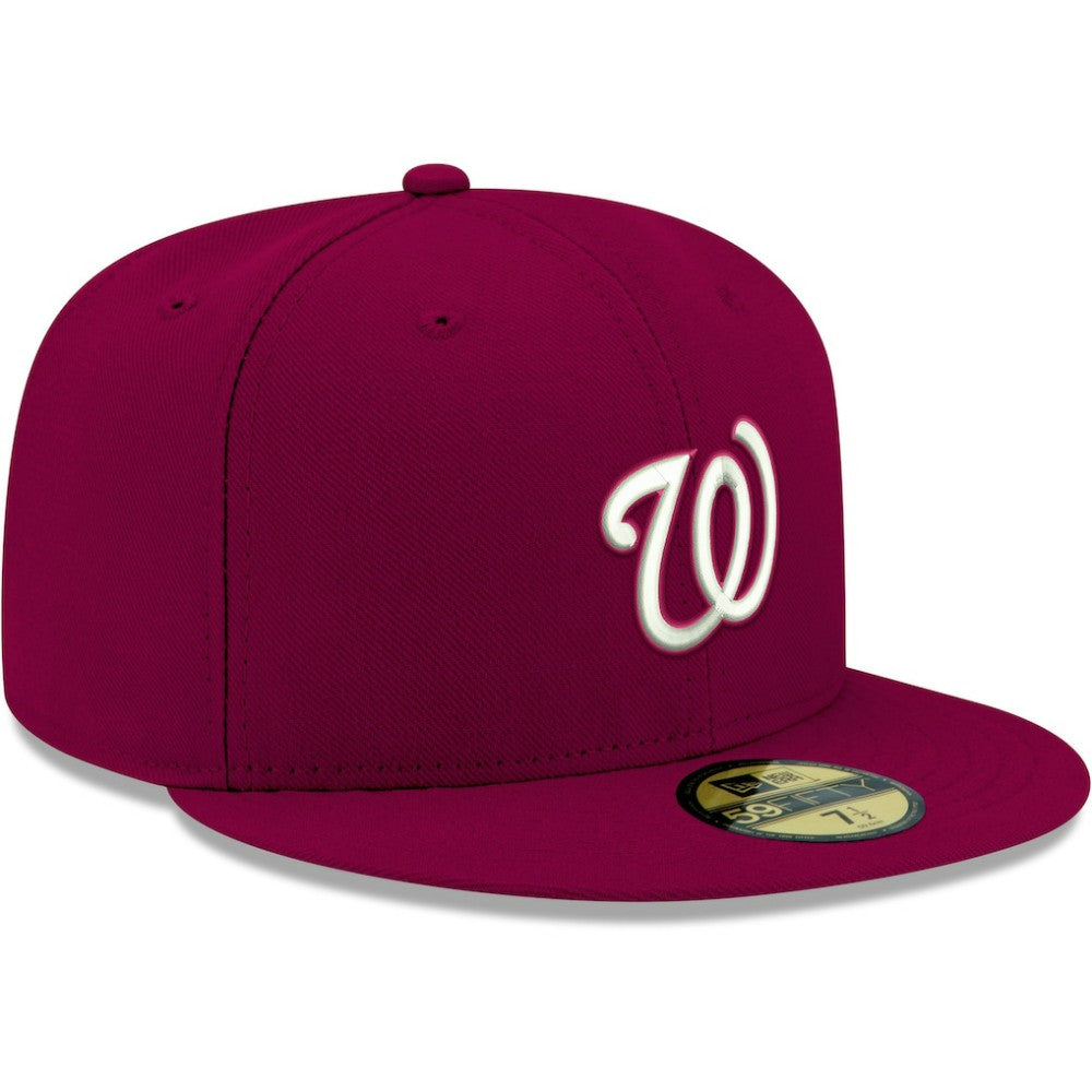 Washington Nationals New Era White Logo 59FIFTY Fitted Hat - Cardinal - New Era Online