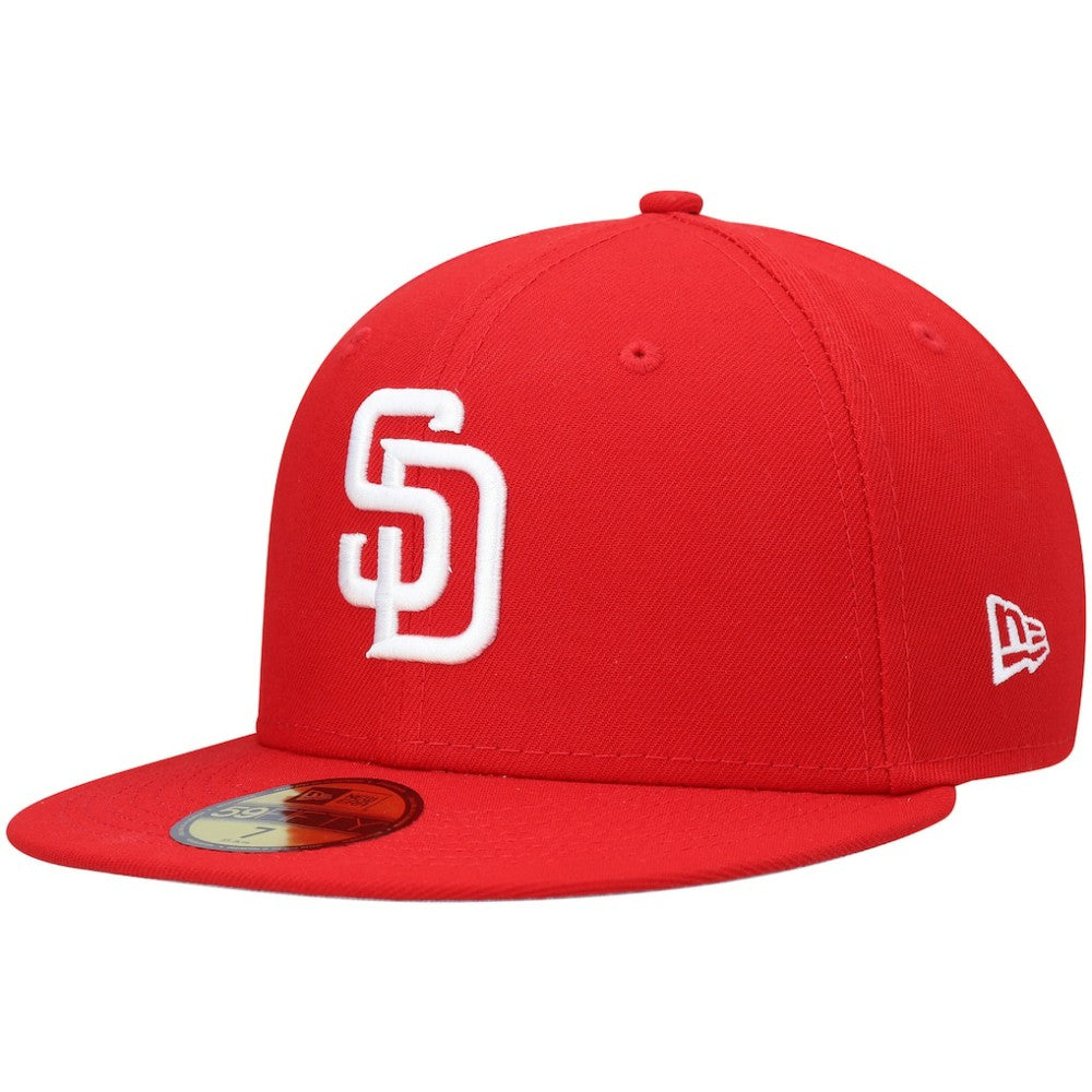 San Diego Padres New Era White Logo 59FIFTY Fitted Hat - Red - New Era on Sale