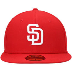 San Diego Padres New Era White Logo 59FIFTY Fitted Hat - Red - New Era on Sale