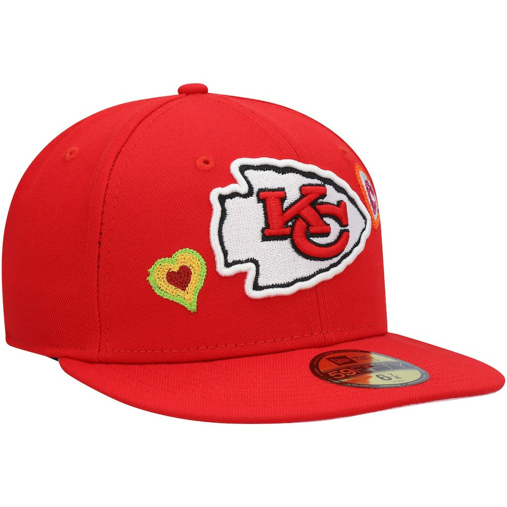 Kansas City Chiefs New Era Chain Stitch Heart 59FIFTY Fitted Hat Red