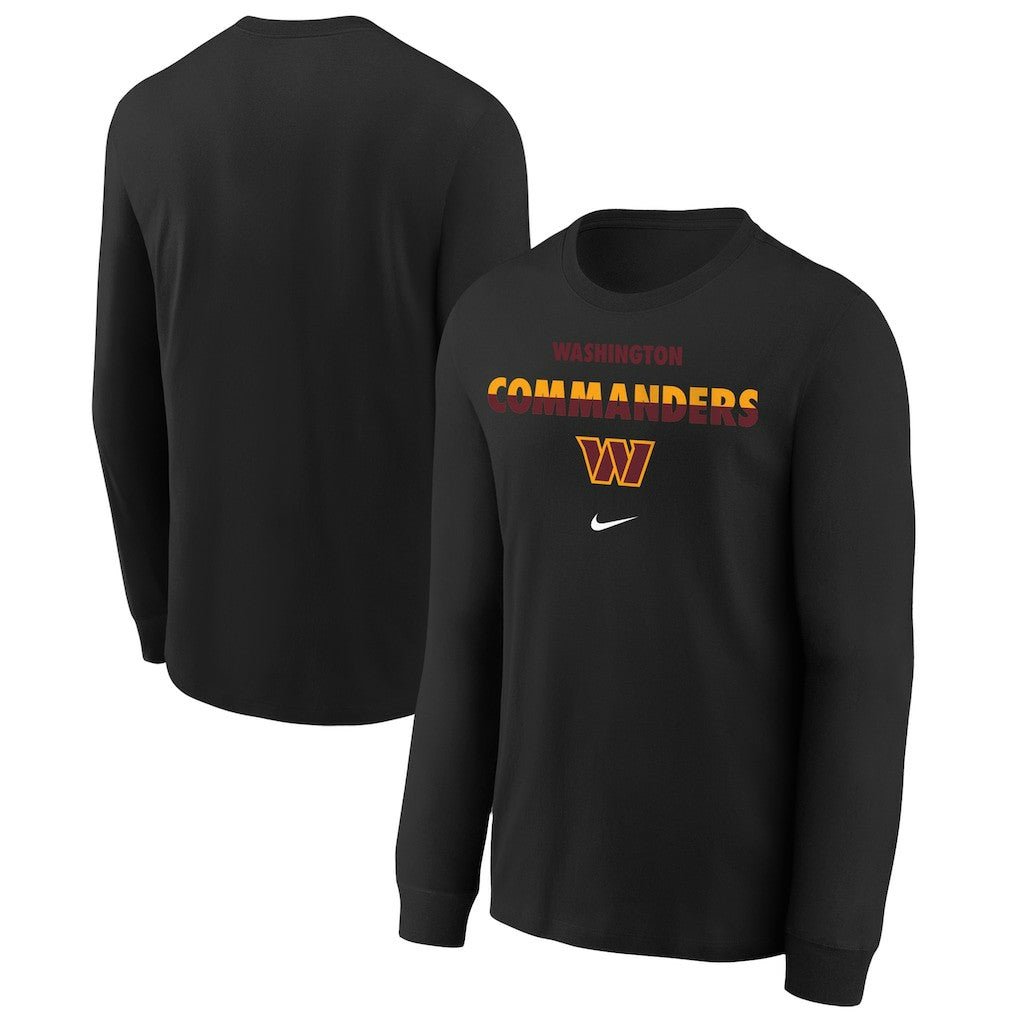 Nike Washington Commanders Youth Team Color Split Long Sleeve T-Shirt Black