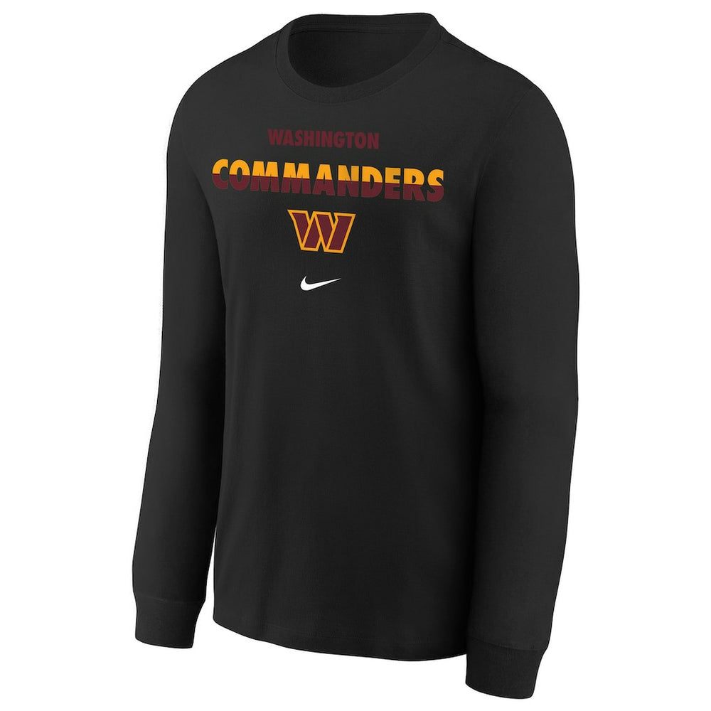 Nike Washington Commanders Youth Team Color Split Long Sleeve T-Shirt Black