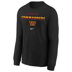 Nike Washington Commanders Youth Team Color Split Long Sleeve T-Shirt Black
