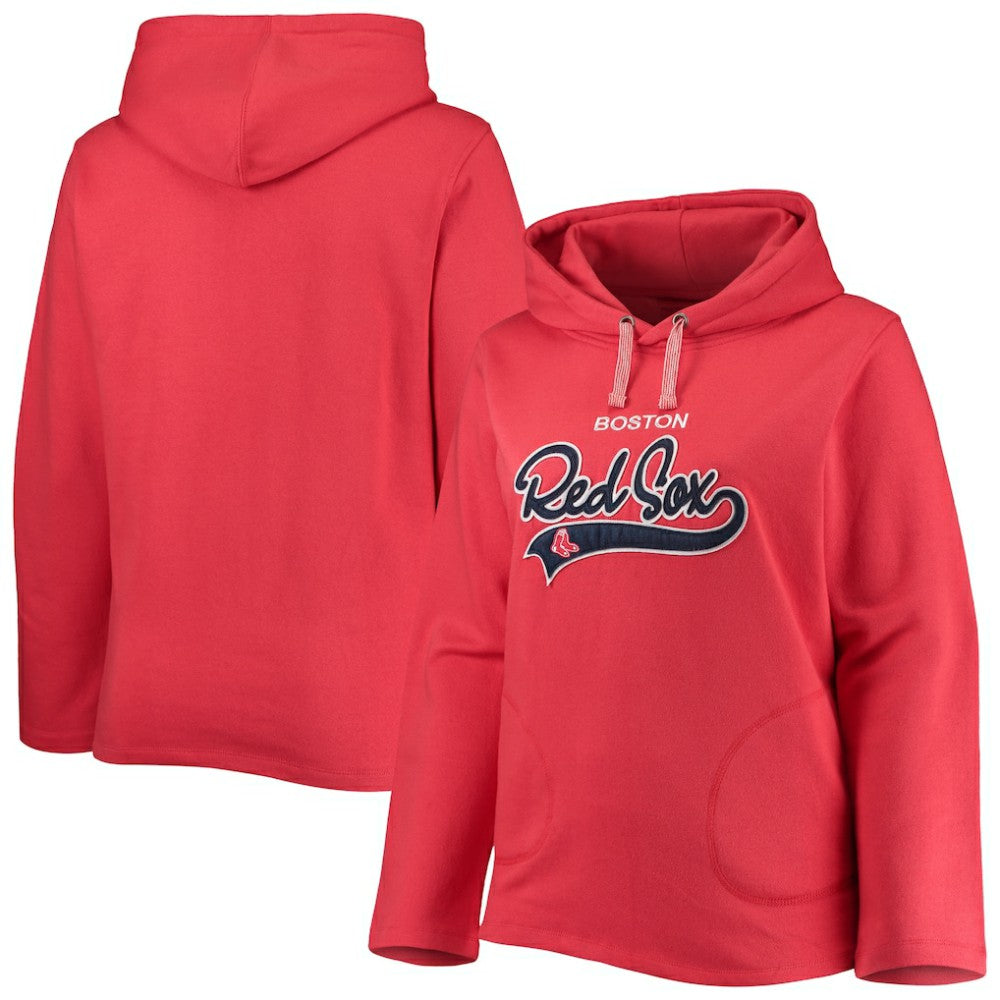 Boston Red Sox Soft as a Grape Women's Plus Size Side Split Pullover Hoodie - Red - MLB Sale