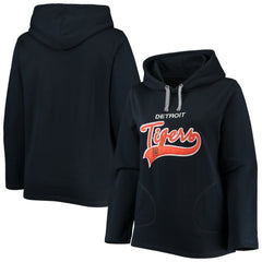Detroit Tigers Soft as a Grape Women's Plus Size Side Split Pullover Hoodie - Navy - MLB Sale