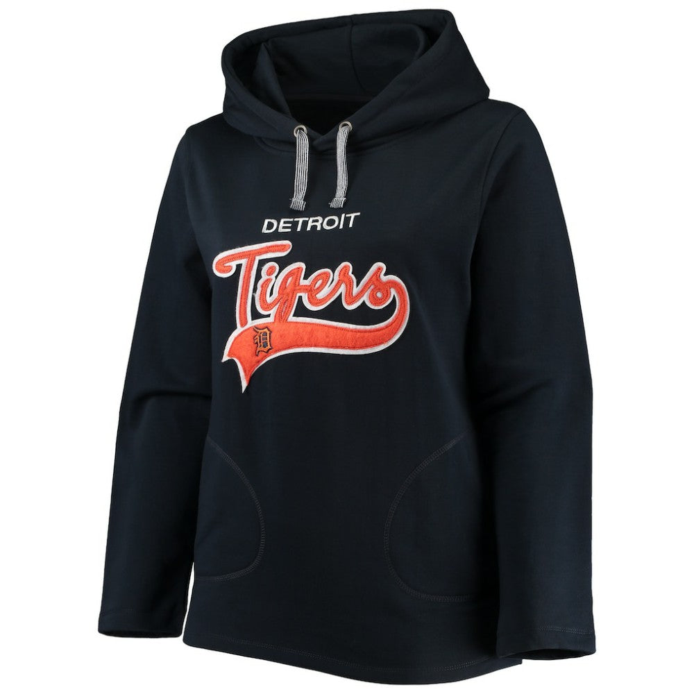 Detroit Tigers Soft as a Grape Women's Plus Size Side Split Pullover Hoodie - Navy - MLB Sale
