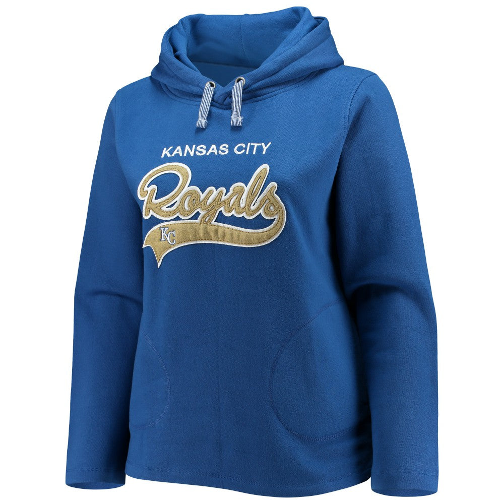 Kansas City Royals Soft as a Grape Women's Plus Size Side Split Pullover Hoodie - Royal - MLB Discount