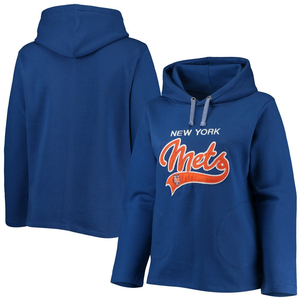 New York Mets Soft as a Grape Women's Plus Size Side Split Pullover Hoodie - Royal - MLB Discount
