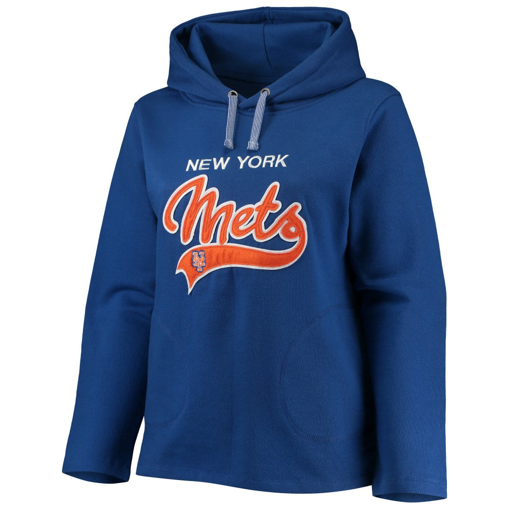 New York Mets Soft as a Grape Women's Plus Size Side Split Pullover Hoodie - Royal - MLB Discount