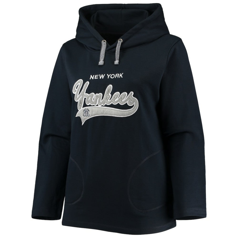 New York Yankees Soft as a Grape Women's Plus Size Side Split Pullover Hoodie - Navy - MLB on Sale