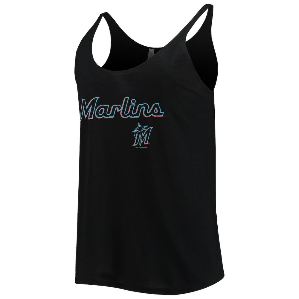 Miami Marlins Soft as a Grape Women's Slouchy Tank Top - Black - MLB on Sale