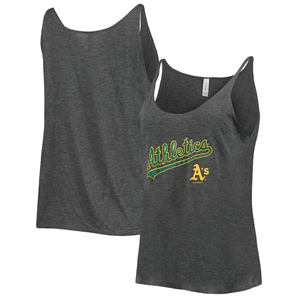 Athletics Soft as a Grape Women's Slouchy Tank Top - Heathered Charcoal - MLB Lifestyle