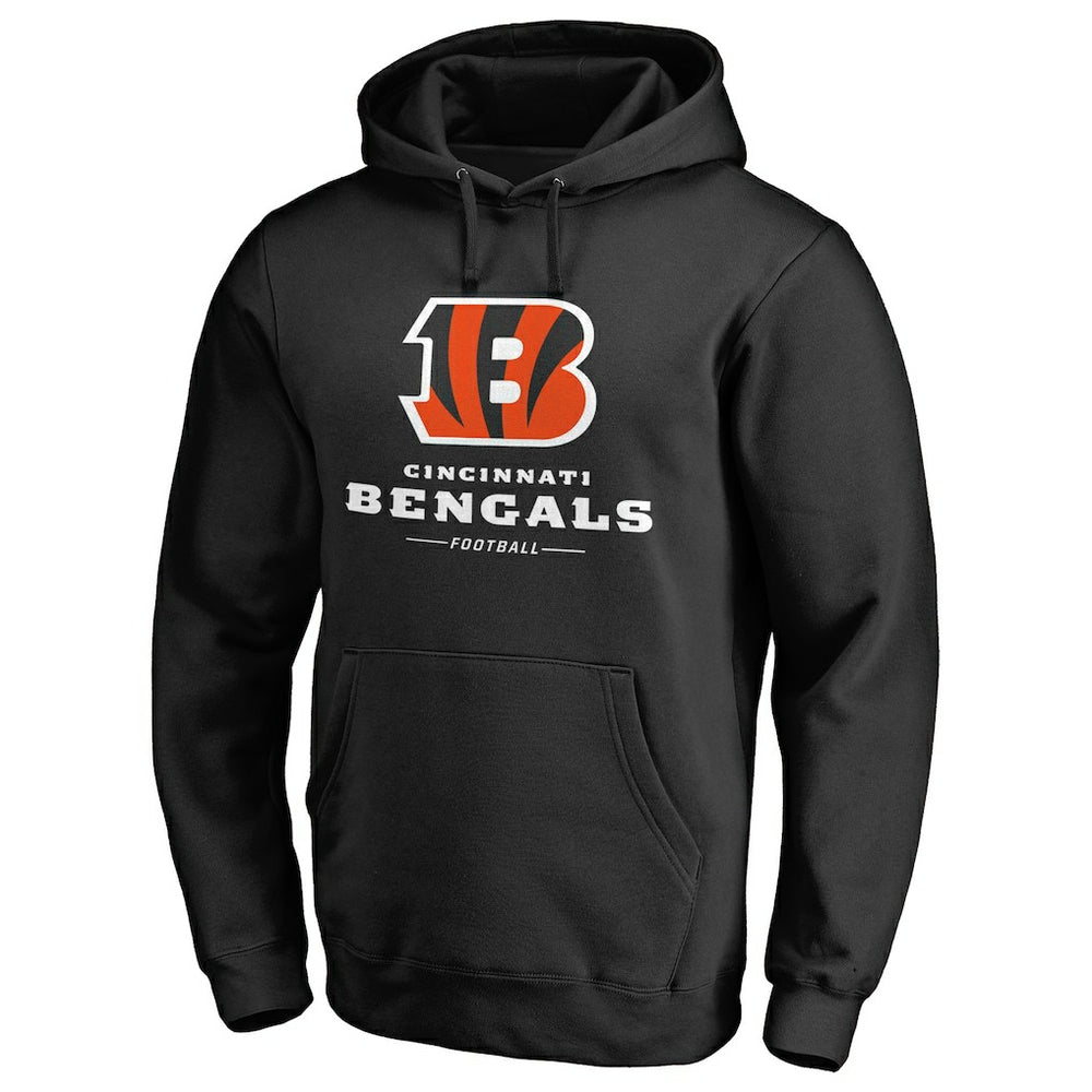 Cincinnati Bengals Logo Team Lockup Fitted Pullover Hoodie Black