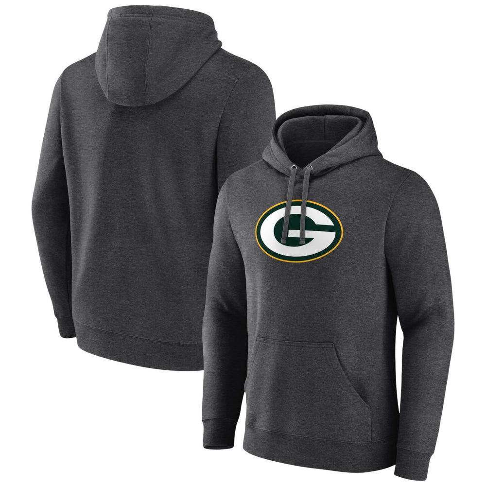 Green Bay Packers Primary Logo Fitted Pullover Hoodie Charcoal