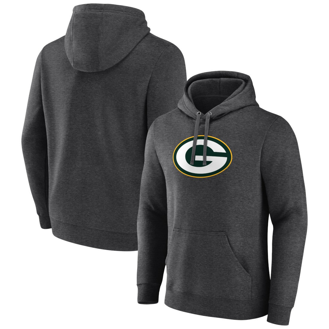 Green Bay Packers Primary Logo Fitted Pullover Hoodie Charcoal