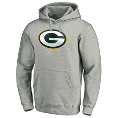 Green Bay Packers Primary Logo Fitted Pullover Hoodie Heather Gray