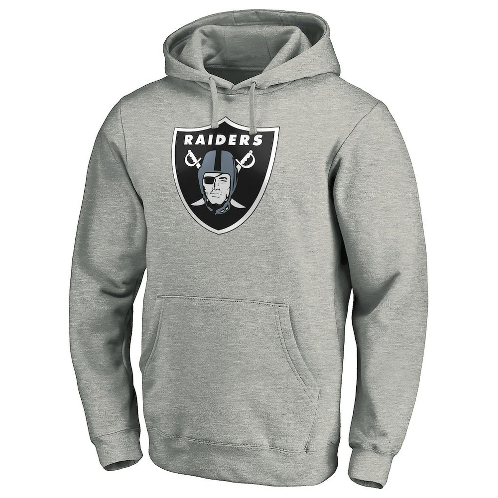 Las Vegas Raiders Primary Logo Fitted Pullover Hoodie Heather Gray