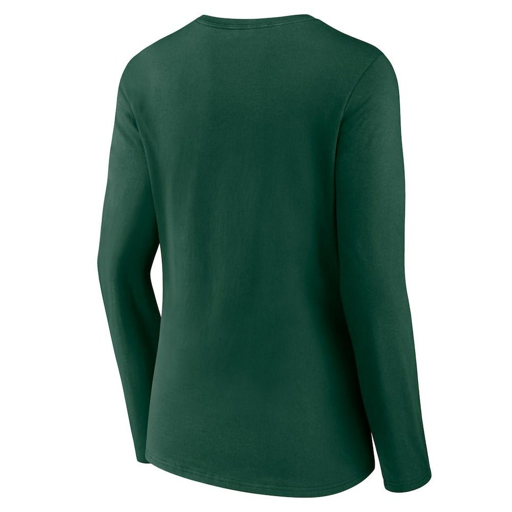 Green Bay Packers Women's Primary Team Logo Long Sleeve V-Neck T-Shirt Green