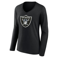 Las Vegas Raiders Women's Primary Team Logo Long Sleeve V-Neck T-Shirt Black