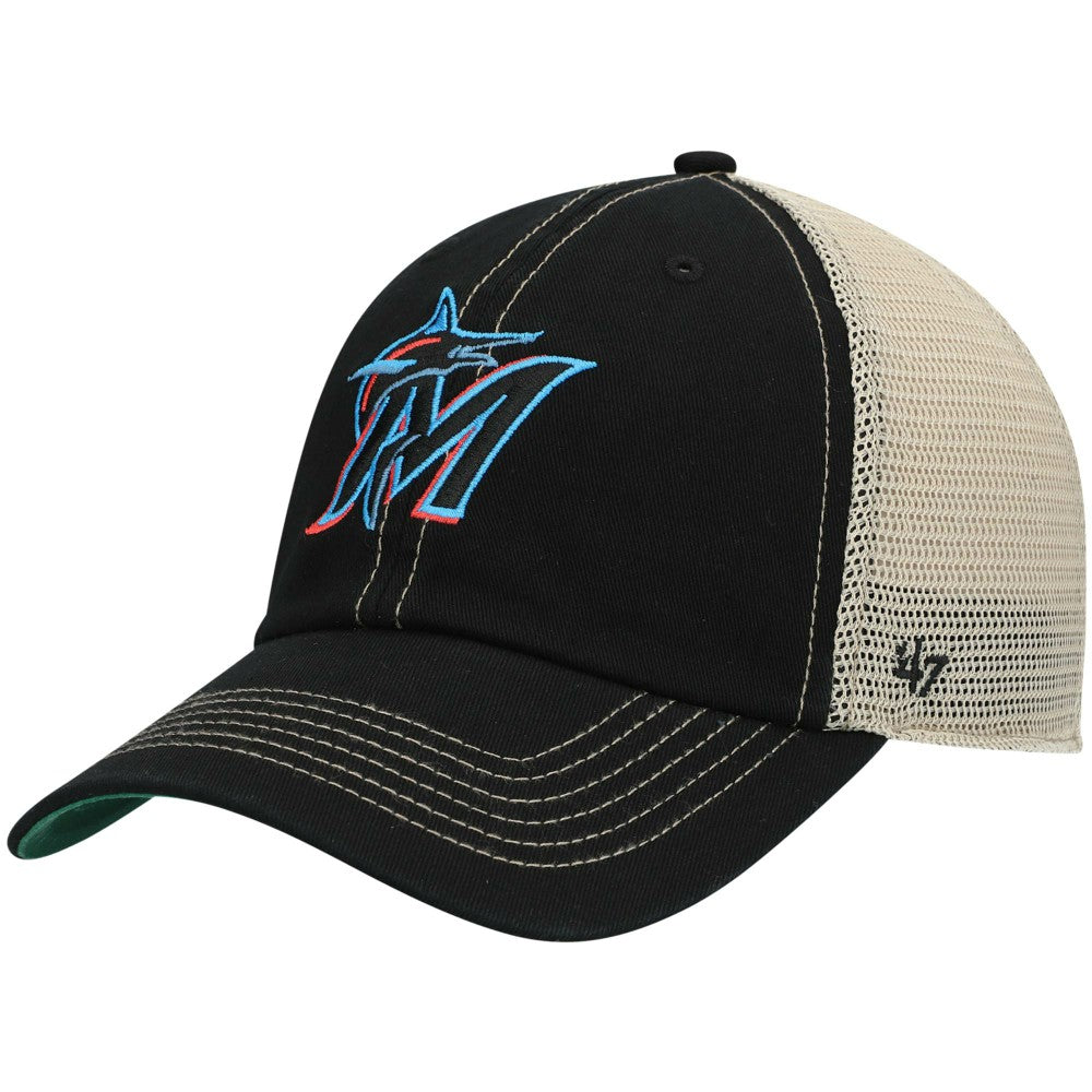 Miami Marlins '47 Trawler Clean Up Trucker Snapback Hat - Black - 47 brand Sale