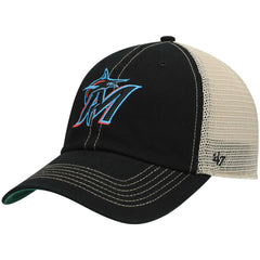 Miami Marlins '47 Trawler Clean Up Trucker Snapback Hat - Black - 47 brand Sale
