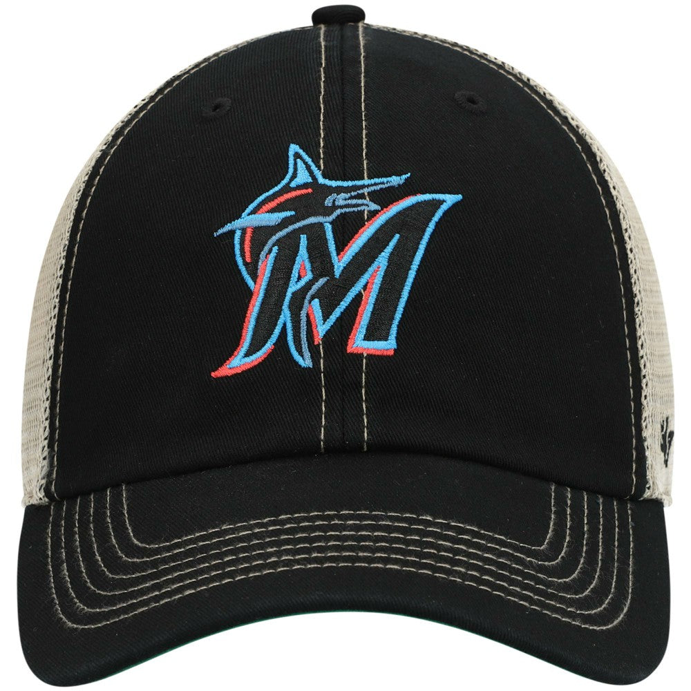 Miami Marlins '47 Trawler Clean Up Trucker Snapback Hat - Black - 47 brand Sale