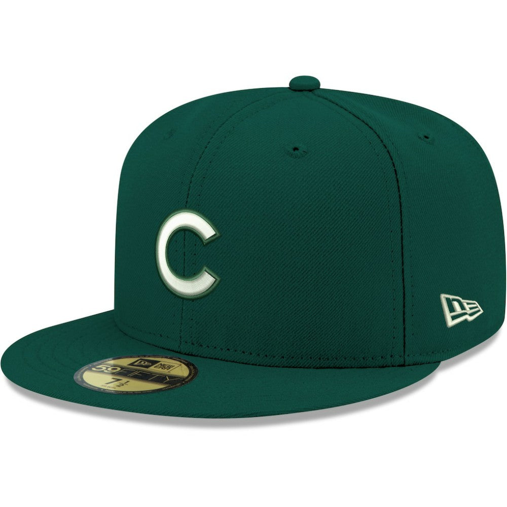 Chicago Cubs New Era White Logo 59FIFTY Fitted Hat - Green - New Era Discount