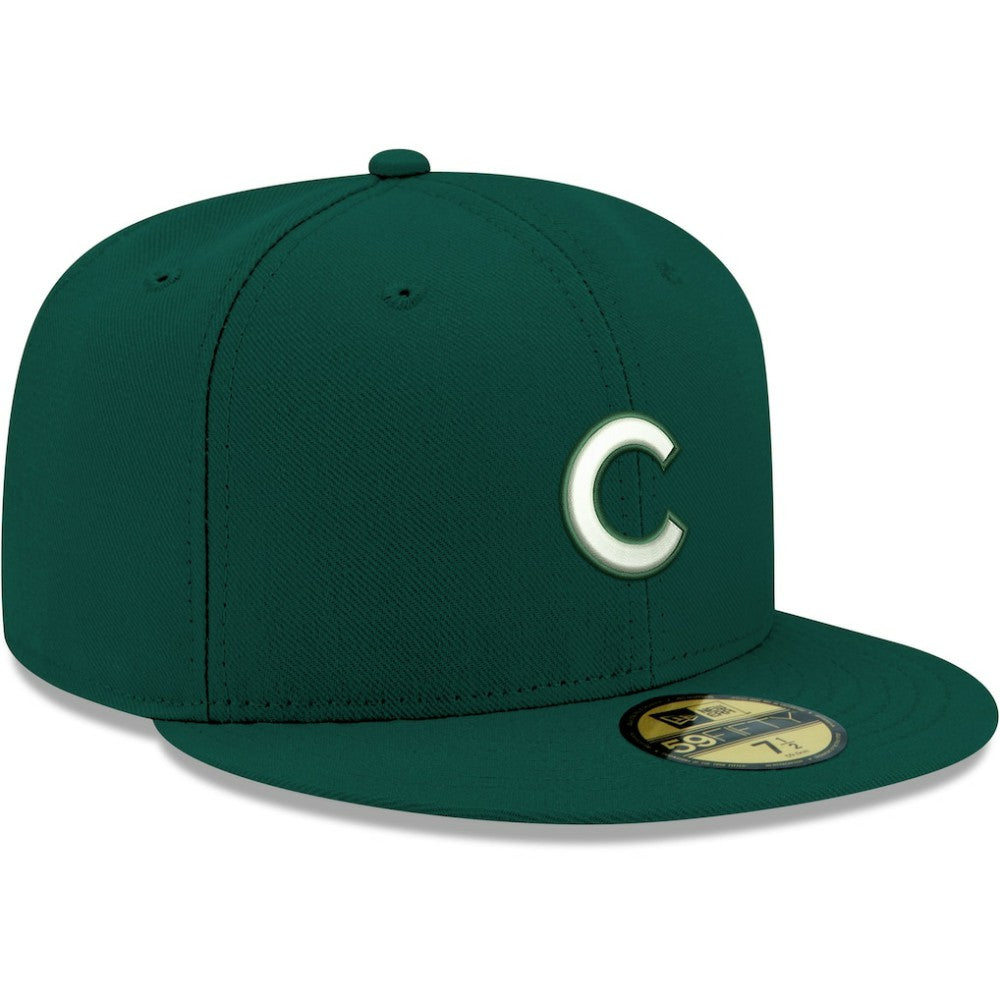 Chicago Cubs New Era White Logo 59FIFTY Fitted Hat - Green - New Era Discount