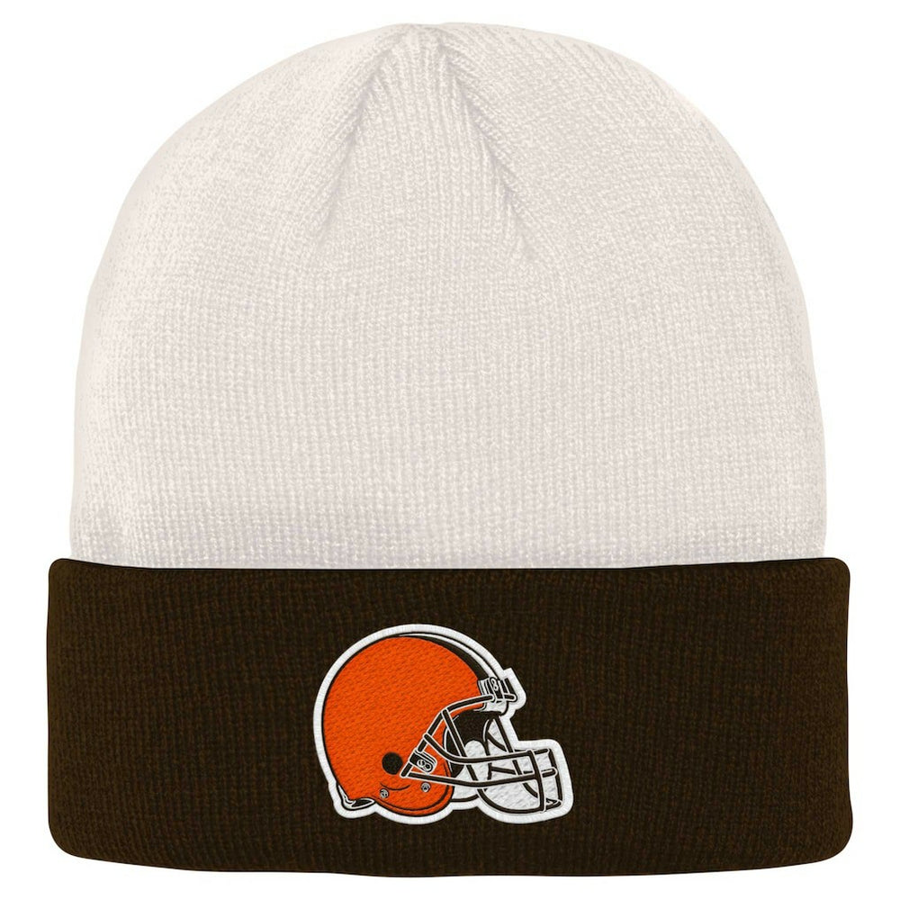 Cleveland Browns Youth Bone Cuffed Knit Hat Cream/Brown