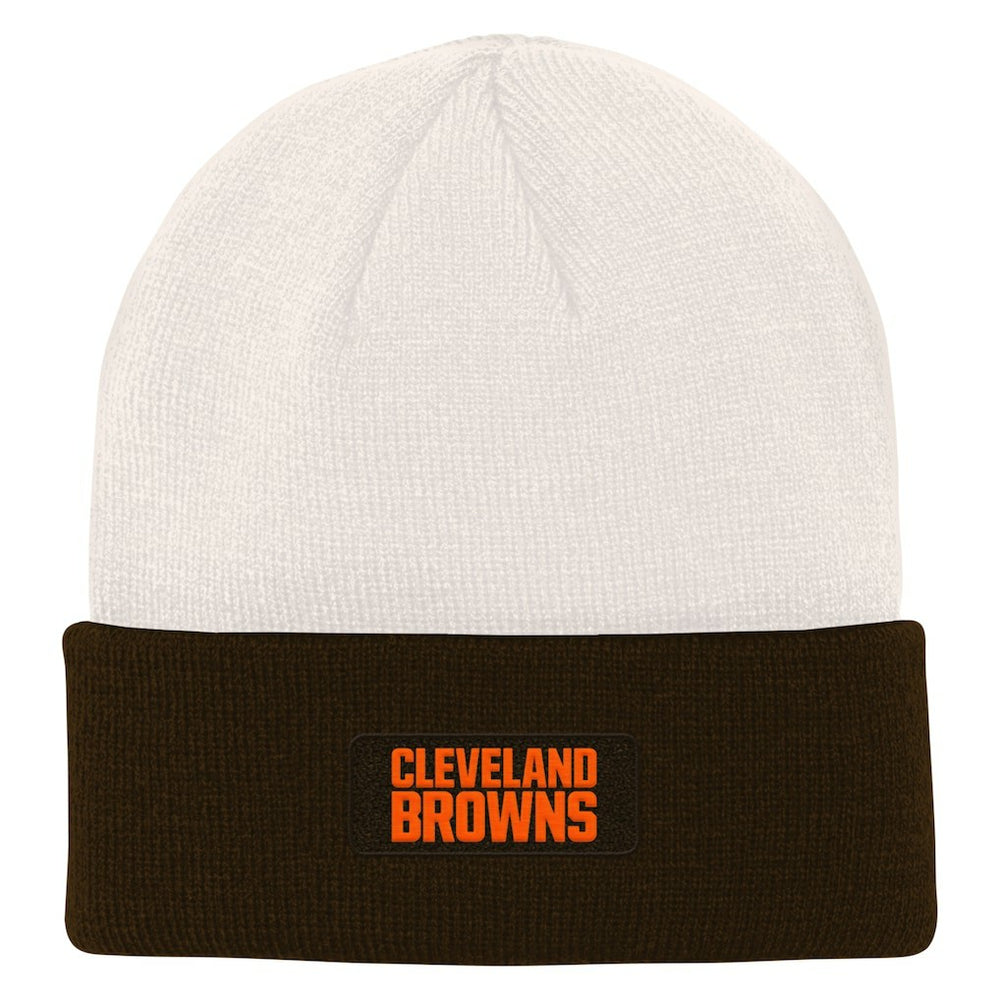 Cleveland Browns Youth Bone Cuffed Knit Hat Cream/Brown