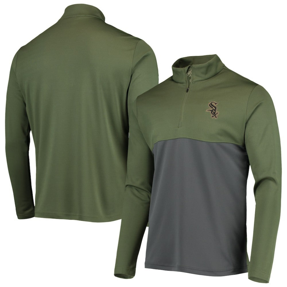 Chicago White Sox Levelwear Delta Pursue Quarter-Zip Jacket - Olive - MLB on Sale