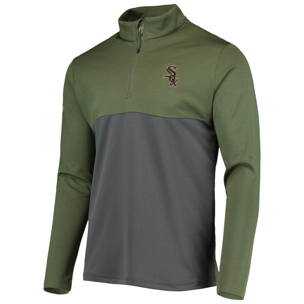 Chicago White Sox Levelwear Delta Pursue Quarter-Zip Jacket - Olive - MLB on Sale