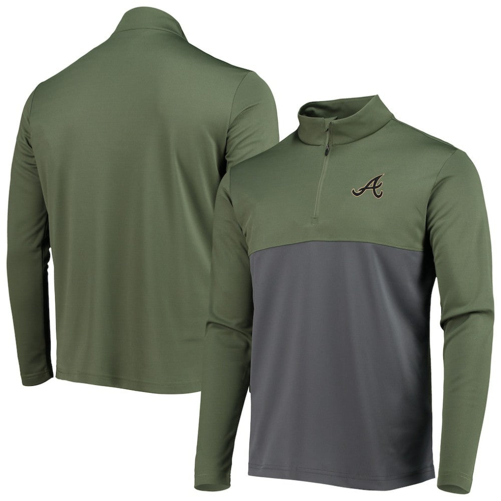 Atlanta Braves Levelwear Delta Pursue Quarter-Zip Jacket - Olive - MLB on Sale