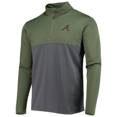 Atlanta Braves Levelwear Delta Pursue Quarter-Zip Jacket - Olive - MLB on Sale
