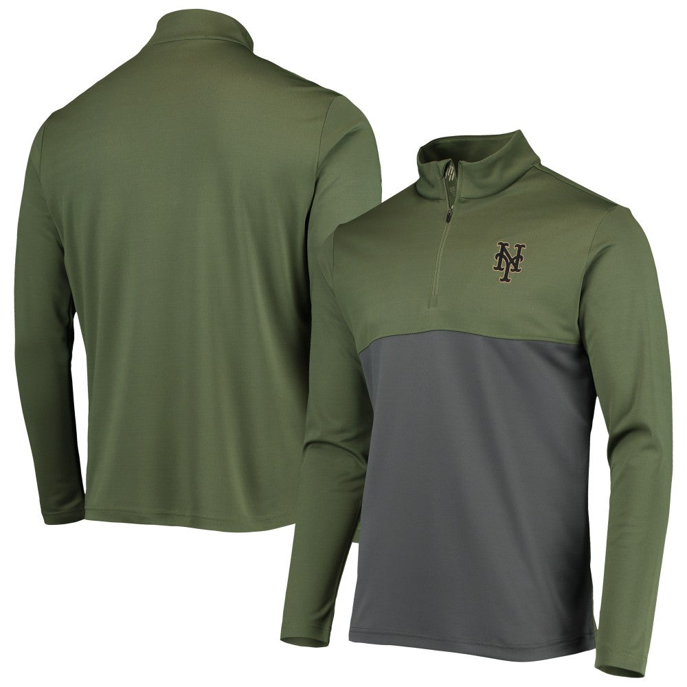 New York Mets Levelwear Delta Pursue Quarter-Zip Jacket - Olive - MLB Lifestyle