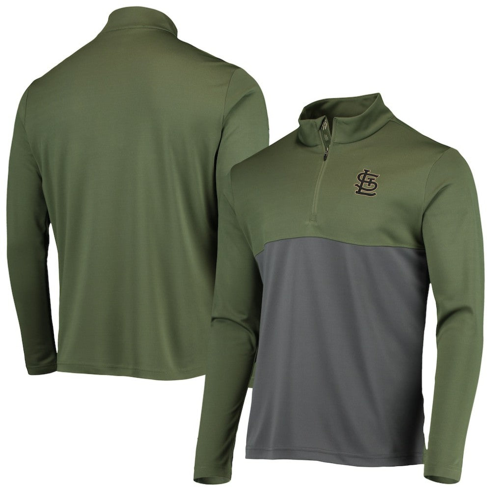 St. Louis Cardinals Levelwear Delta Pursue Quarter-Zip Jacket - Olive - MLB Online