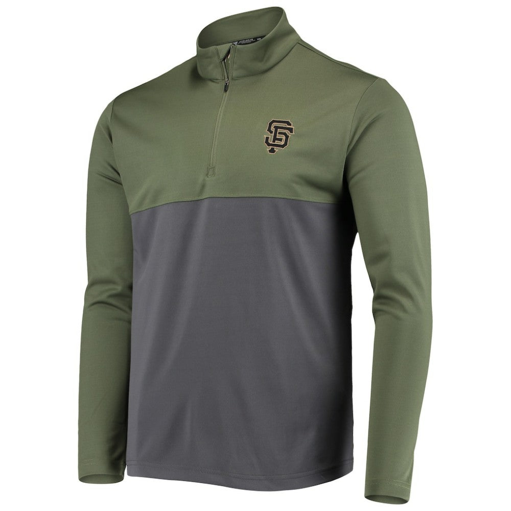 San Francisco Giants Levelwear Delta Pursue Quarter-Zip Jacket - Olive - MLB on Sale