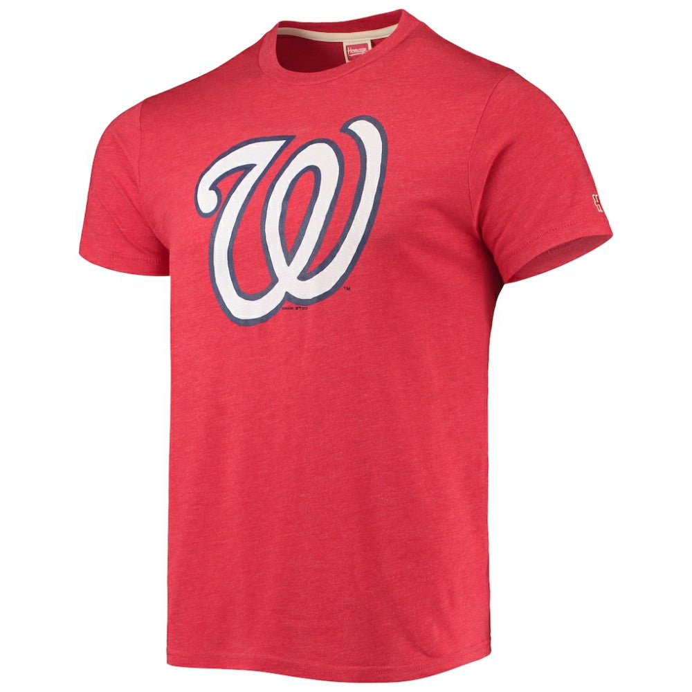 Washington Nationals Homage Hand Drawn Logo Tri-Blend T-Shirt - Red - MLB Online