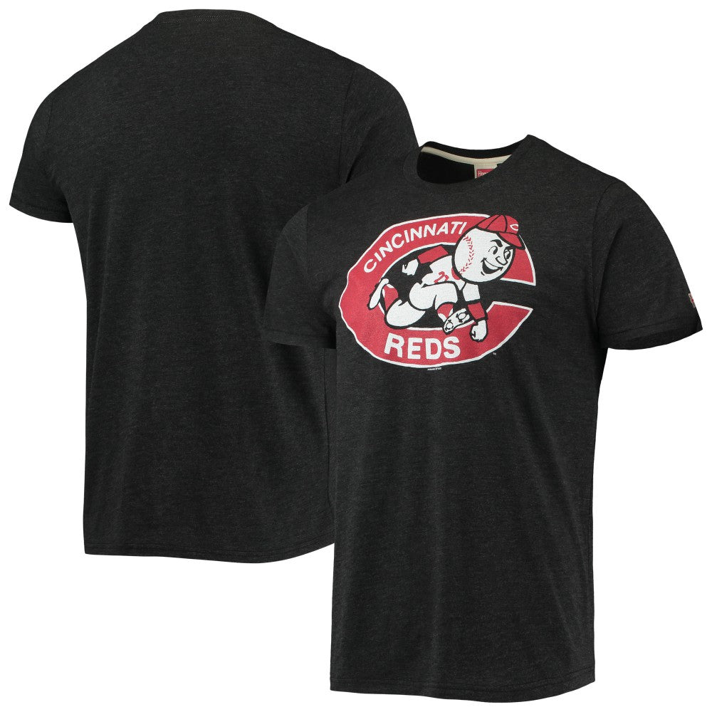 Cincinnati Reds Homage Hand-Drawn Logo Tri-Blend T-Shirt - Charcoal - MLB Lifestyle