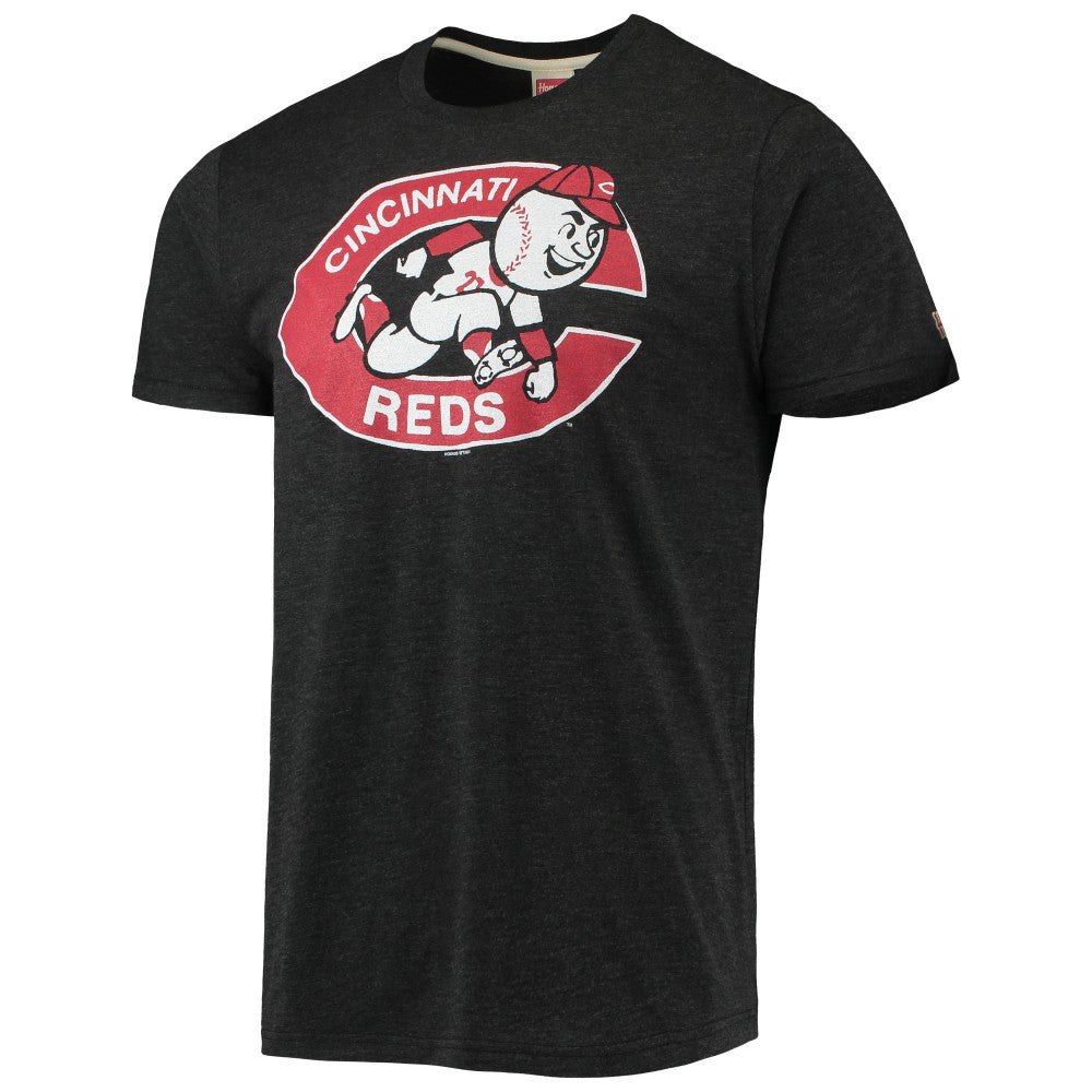 Cincinnati Reds Homage Hand-Drawn Logo Tri-Blend T-Shirt - Charcoal - MLB Lifestyle