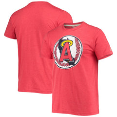 Los Angeles Angels Homage Hand-Drawn Logo Tri-Blend T-Shirt - Red - MLB Sale