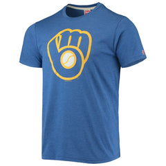 Milwaukee Brewers Homage Hand-Drawn Logo Tri-Blend T-Shirt - Royal - MLB Sale