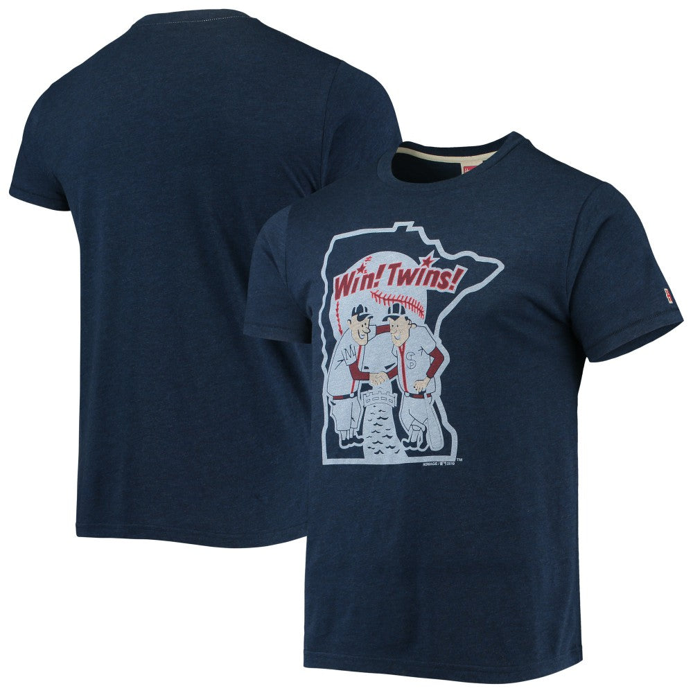 Minnesota Twins Homage Hand-Drawn Logo Tri-Blend T-Shirt - Navy - MLB on Sale