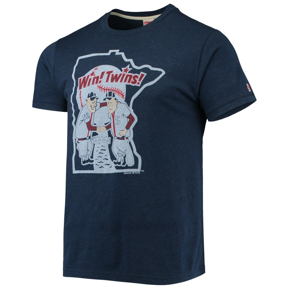 Minnesota Twins Homage Hand-Drawn Logo Tri-Blend T-Shirt - Navy - MLB on Sale