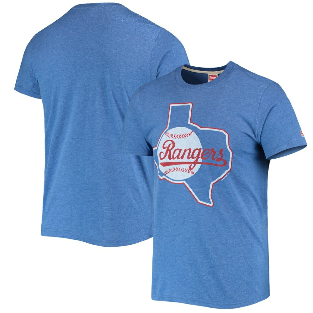 Texas Rangers Homage Hand-Drawn Logo Tri-Blend T-Shirt - Royal - MLB Sale