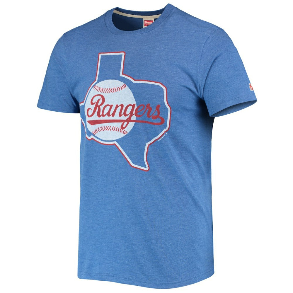 Texas Rangers Homage Hand-Drawn Logo Tri-Blend T-Shirt - Royal - MLB Sale